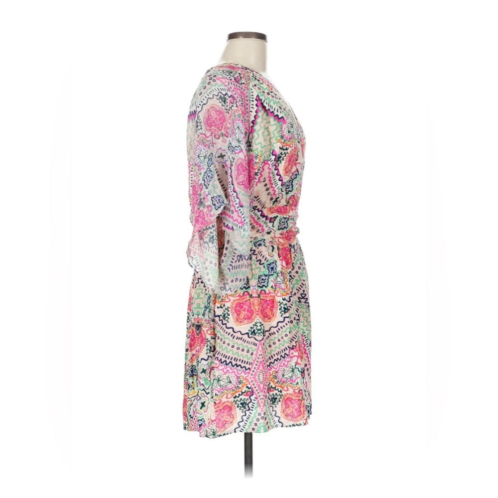 Maeve Floral Geo Print Mini Dress in Pink, Green & Blue - Picture 6 of 8